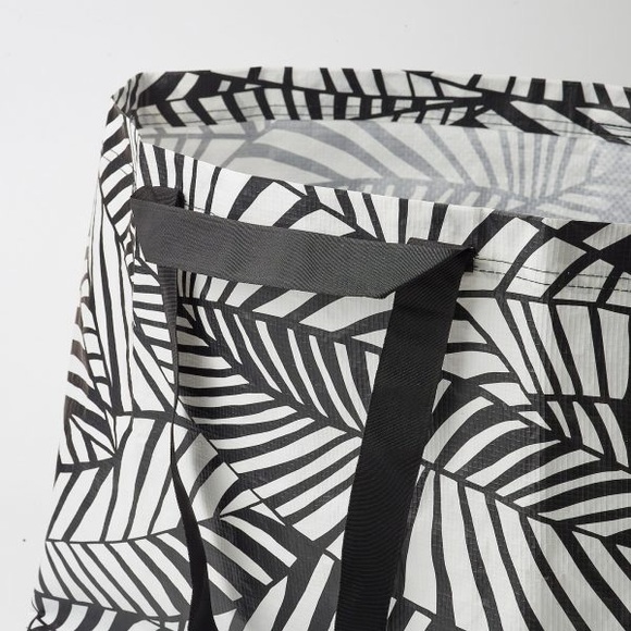 IKEA SLUKIS Frakta Shopping Bag; Large Black White "Leaf" Like Design;19 Gallons - Picture 2 of 9